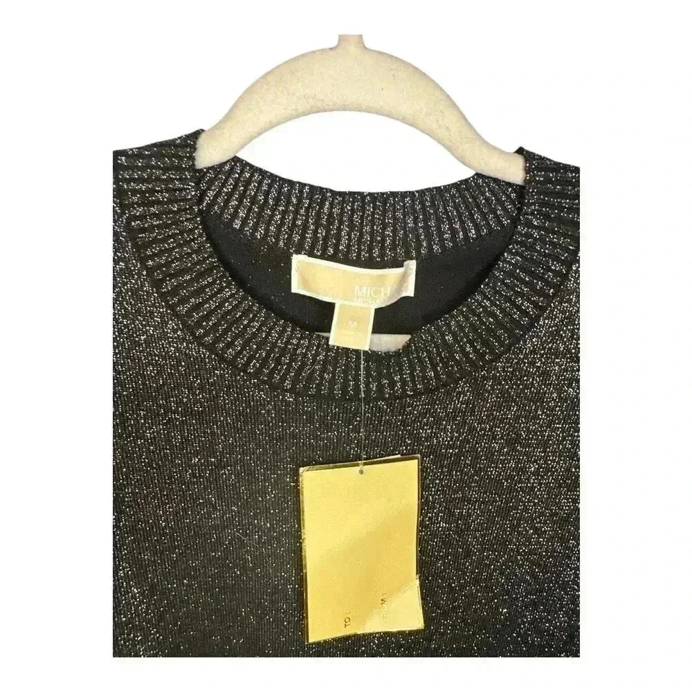 Michael Kors Womens Black Metallic Sweater, Medium